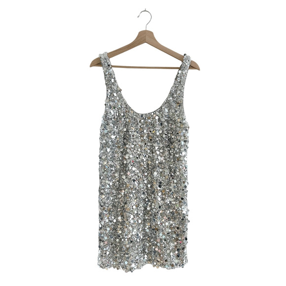 Show Me Your Mumu After Hours Mini Dress in Silver Metallic Sequins S NWT - Picture 5 of 10
